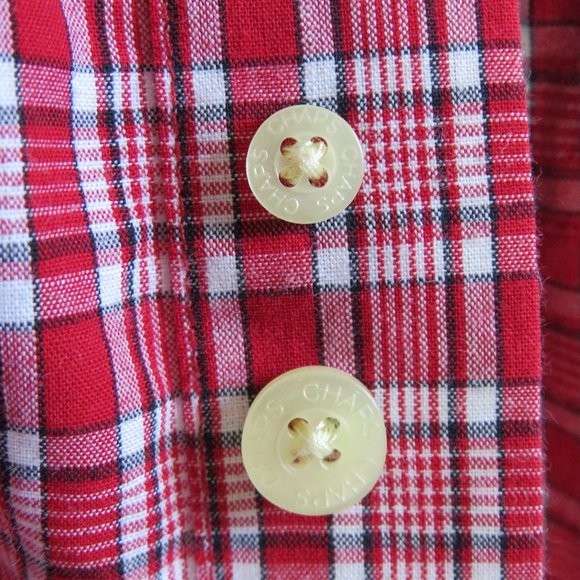 Chaps* Men's Short Sleeve Button Down Curved Hem Plaid Pocket Shirt~ Size XL - Picture 6 of 12